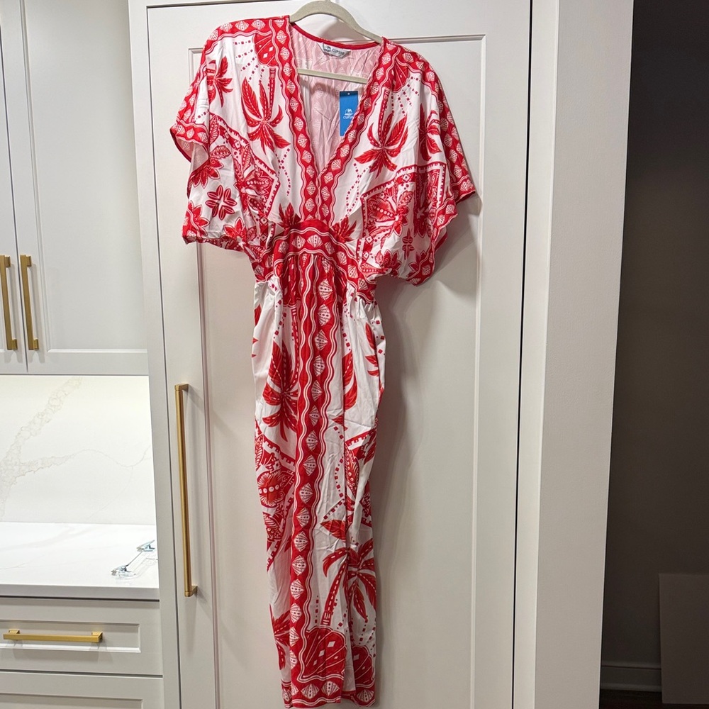 Cupshe Red and White Floral Swim Coverup - Picture 4 of 6